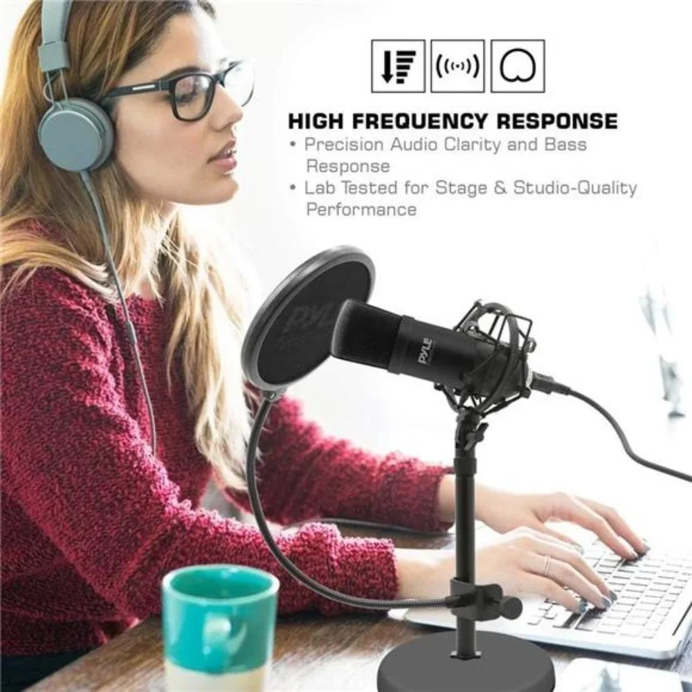 USBMicrophone Podcast Recording Kit-Audio Cardioid Condenser Mic w/Desktop Stand